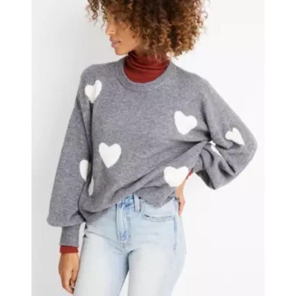 Madewell Sweaters - Madewell Heart Dot Balloon-Sleeve Pullover Sweater